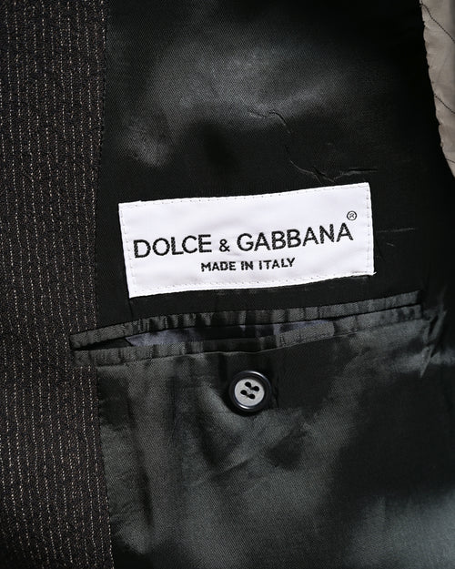 DOLCE & GABBANA/ 2015 Silver Pin Striped Single Breasted Set-up Brown