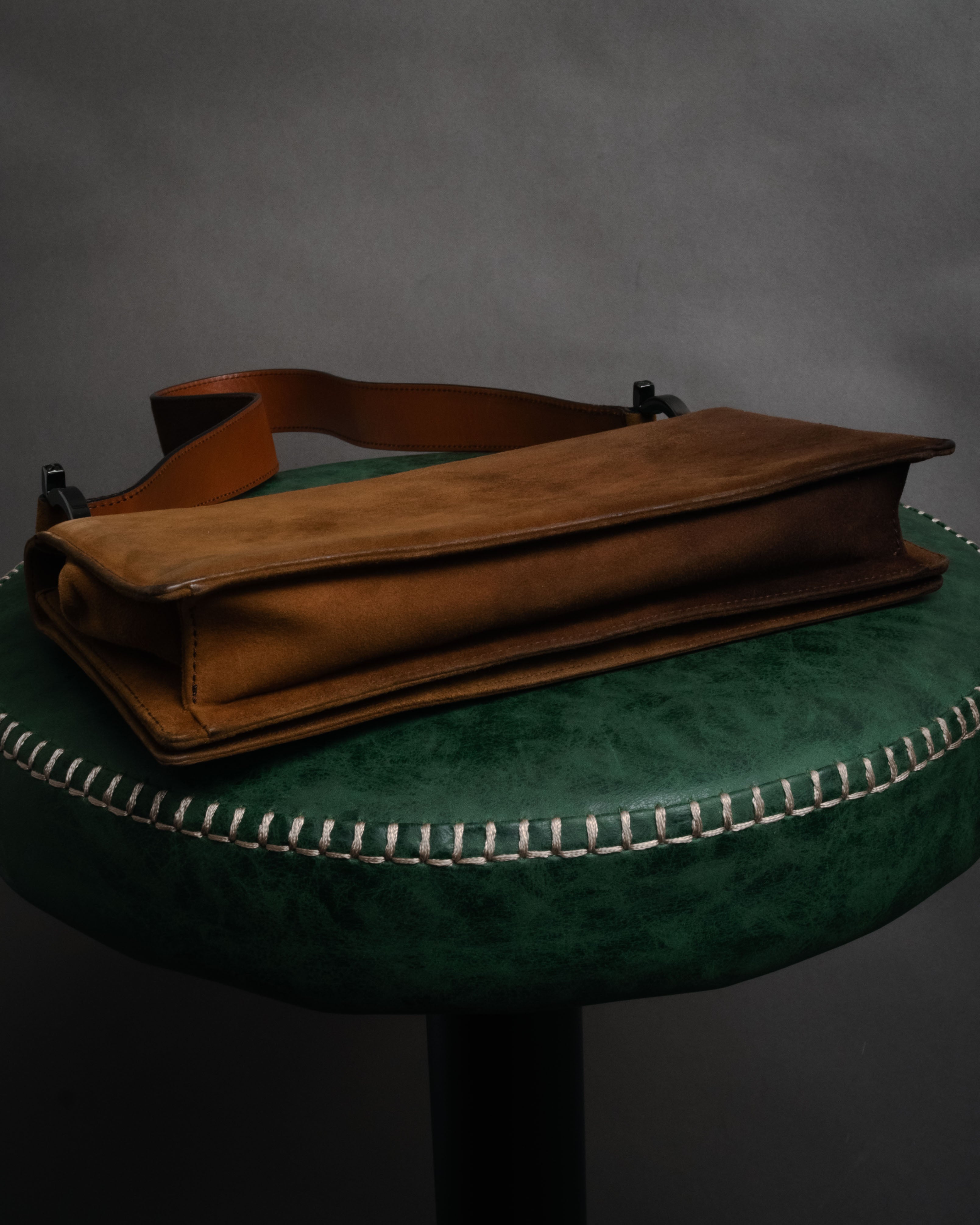 “Salvatore Ferragamo” 90’s-00’s Gancini suede shoulder bag