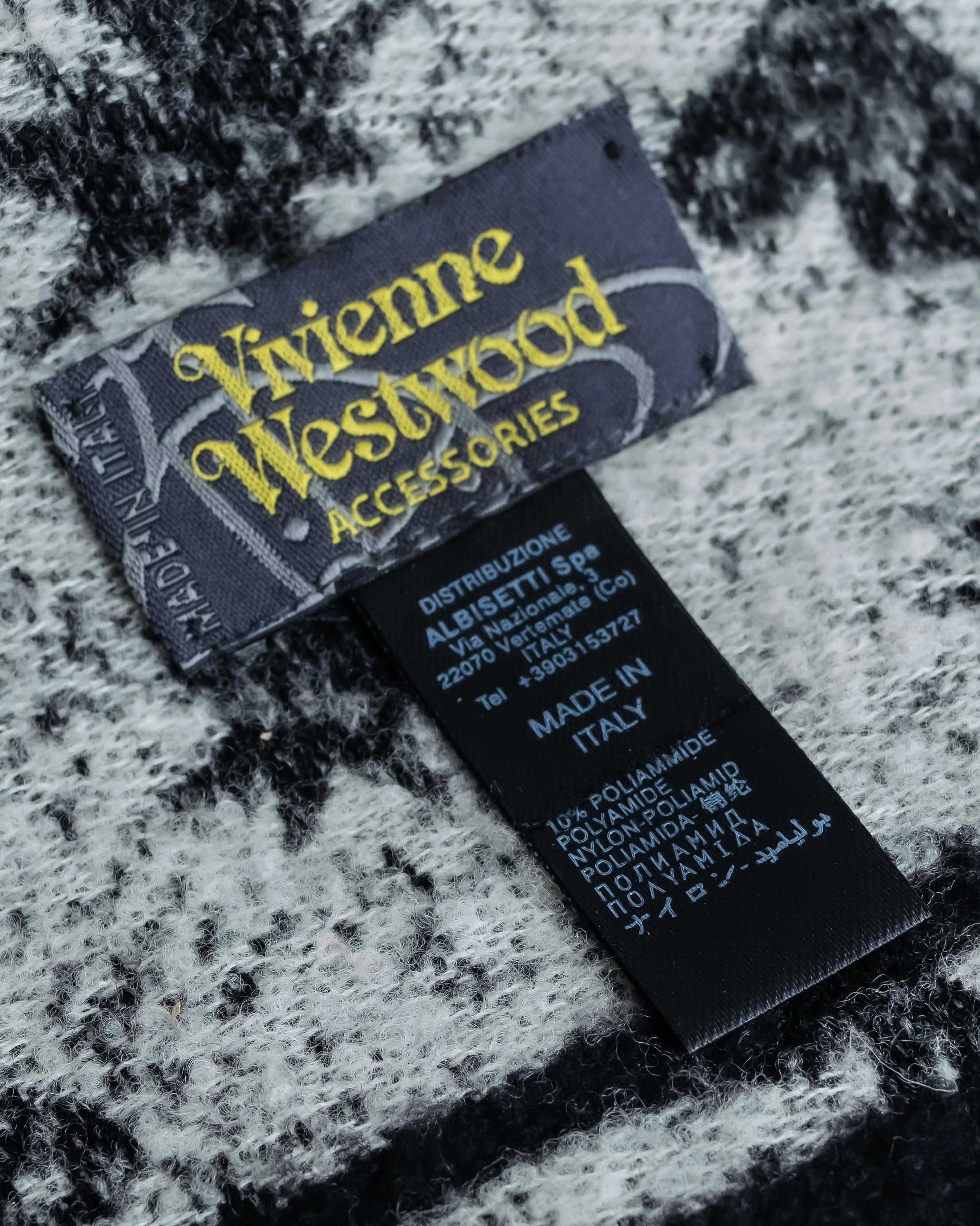 "Vivienne Westwood" Logo random motif pattern fringe muffler