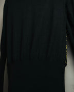 "Hermès" 00's Horse sketch print silk-paneled cashmere blend knit sweater