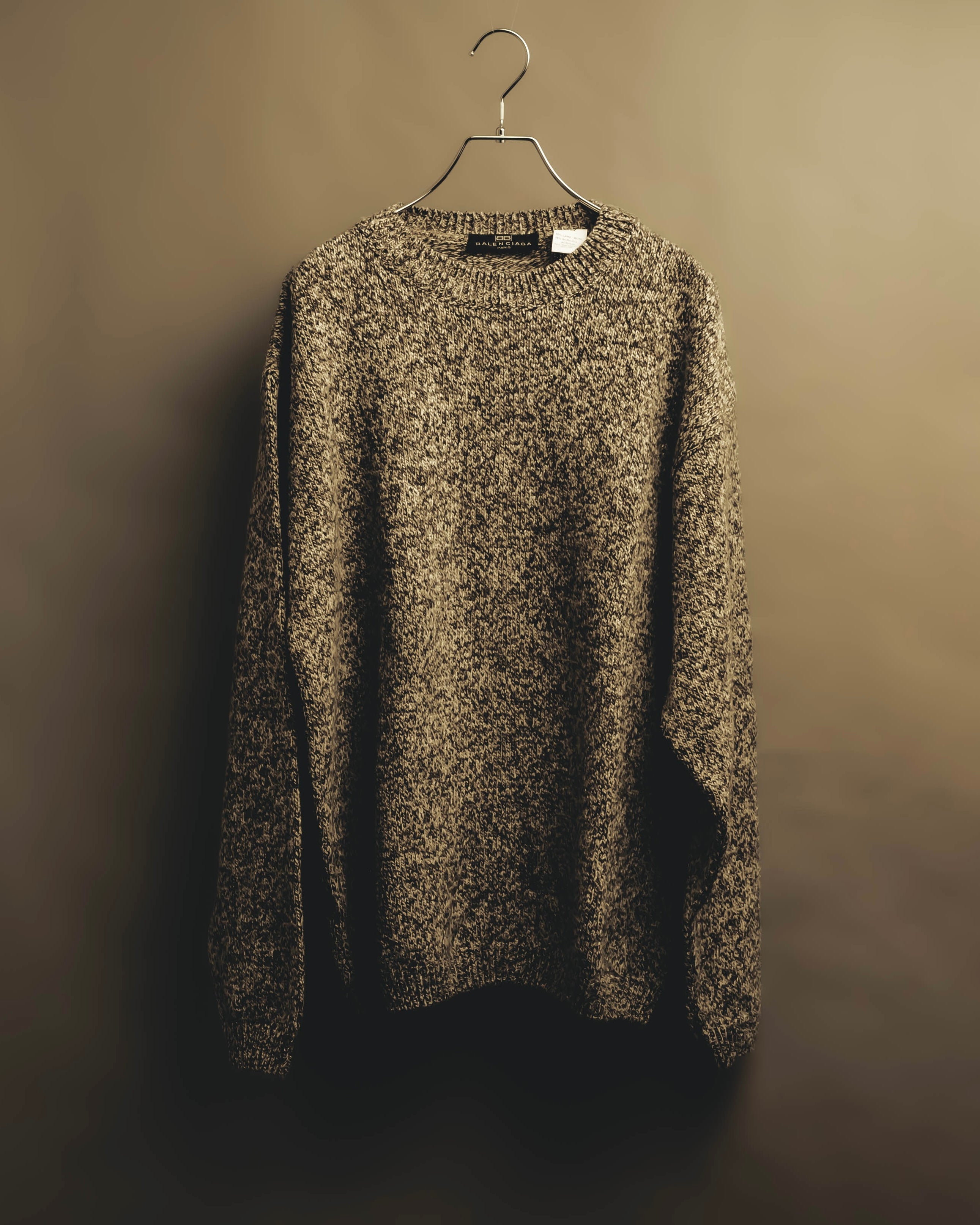 “BALENCIAGA” 90’s-00’s Textured melange wool-blend crewneck sweater