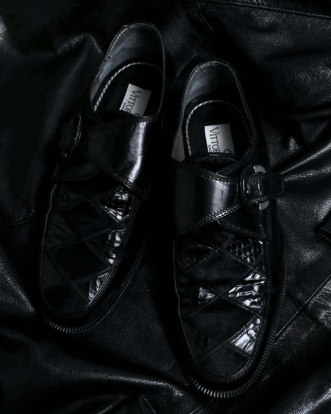 Vintage Harako Crocodile Leather Combination Leather Shoes