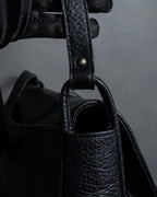 "YVES SAINT LAURENT" 80's-90's Wood toggle design pebbled leather bag