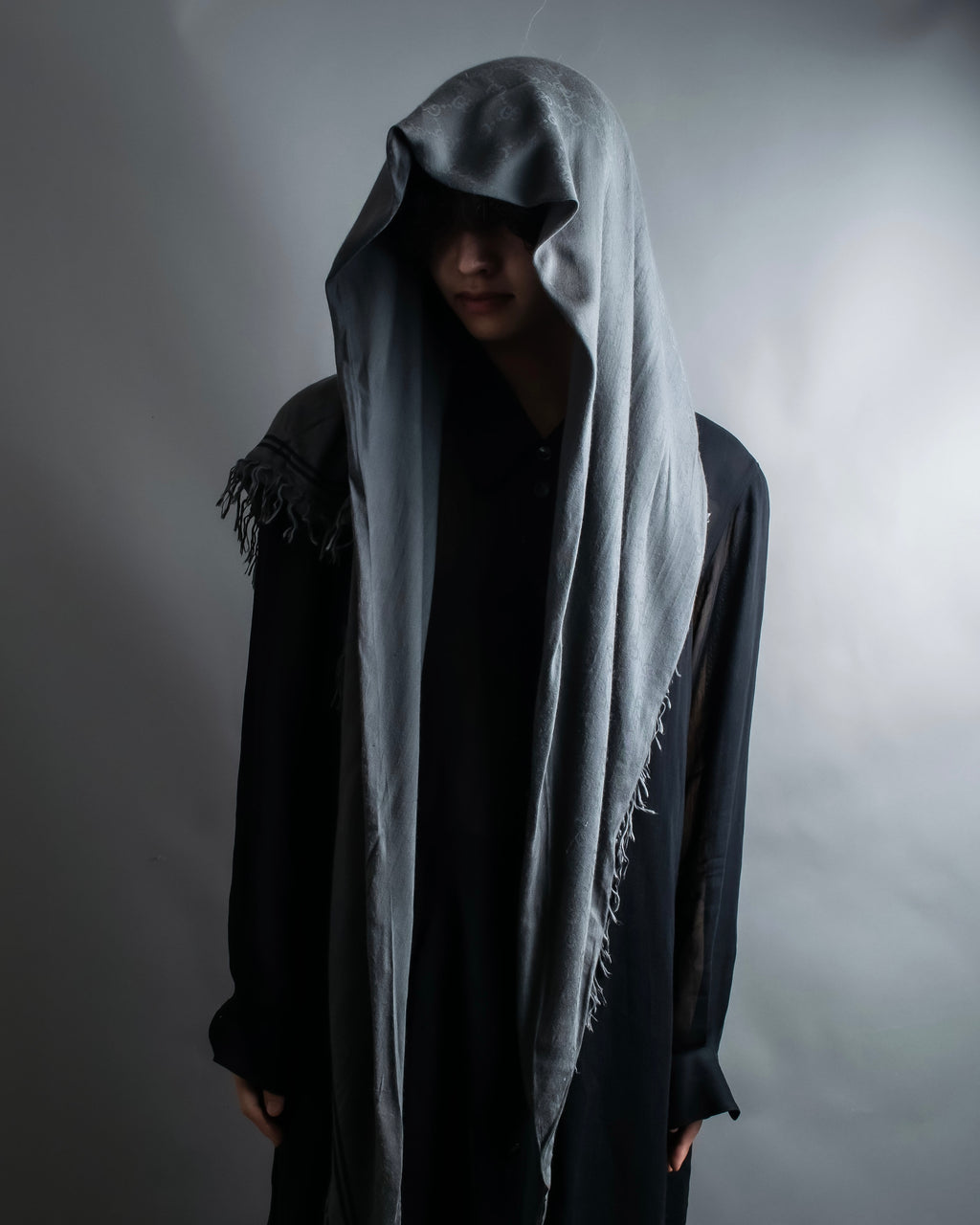 "GUCCI" GG pattern fringe detail scarf