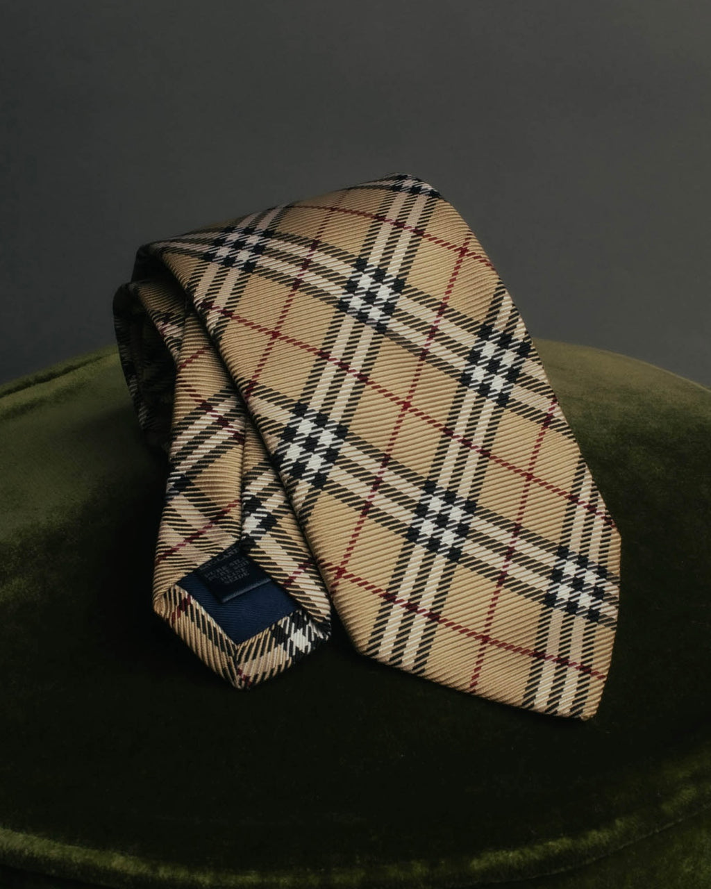 "BURBERRY LONDON" 00's Beige checked silk necktie