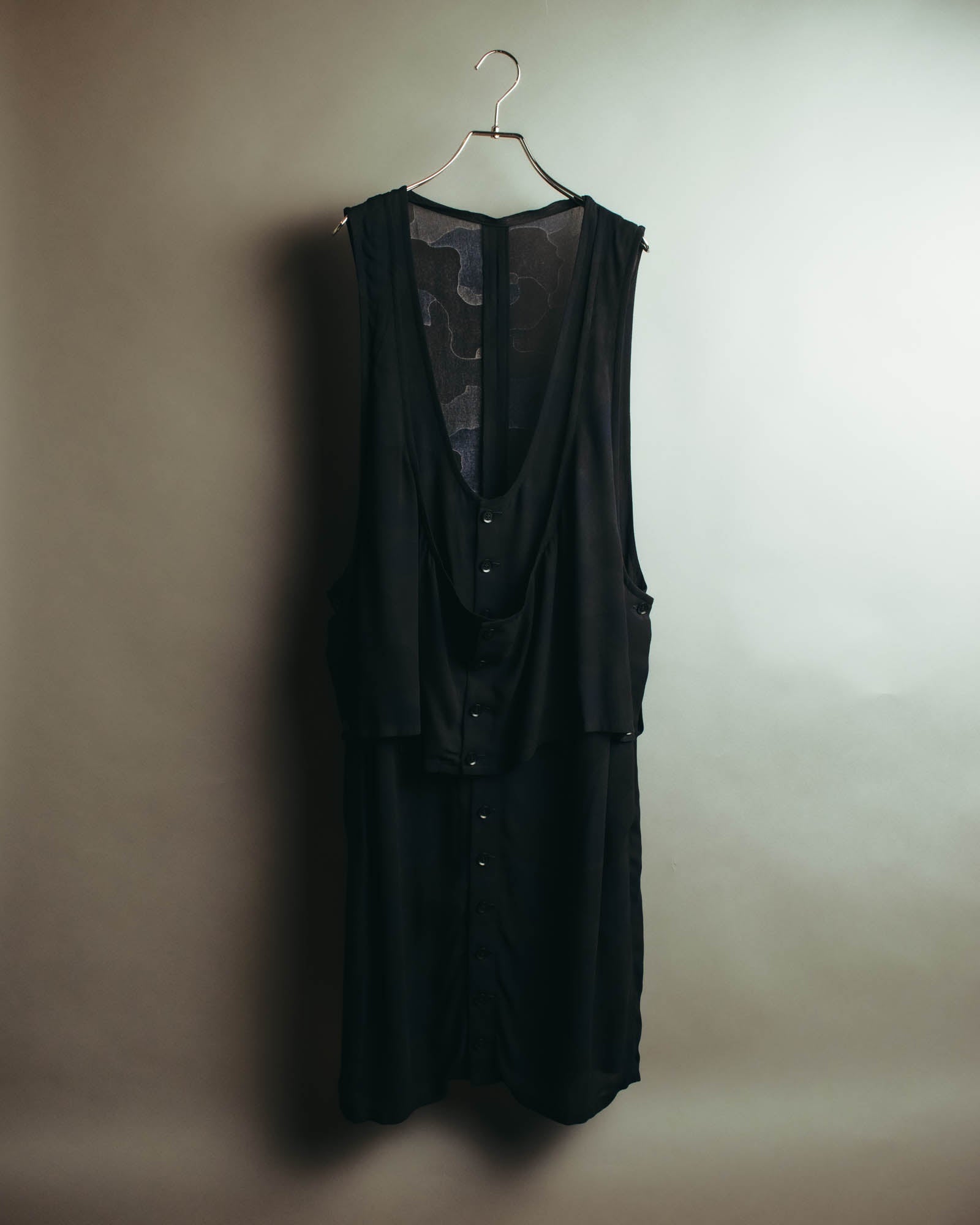 "Y's" 00's-10's Layered cupro sleeveless maxi dress