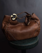 "GUCCI" Charlotte whipstitch hobo leather shoulder Bag