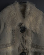 "BURBERRY BLUE LABEL" 00’s Shearling cable-knit pockets coat
