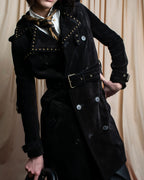 "Saint Laurent" 19AW gold studs design suede long coat