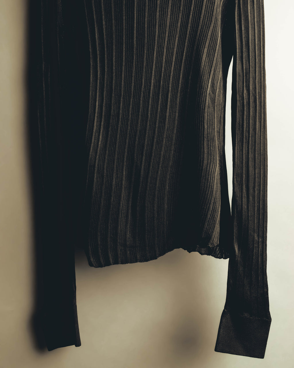 "SAINT LAURENT PARIS" 2020's Sheer ribbed silk blend polo cardigan