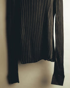 "SAINT LAURENT PARIS" 2020's Sheer ribbed silk blend polo cardigan