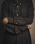 -SPECIAL- “HERMES” 90’s-00’s Windowpane checked sellier button shirt