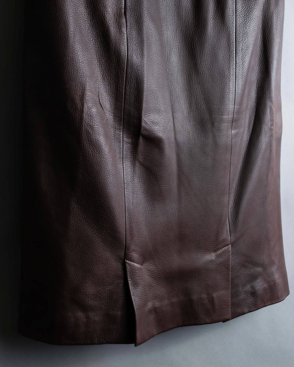 "Hermes by Gaultier" Round Pocket Wine Red Leather Skirt
