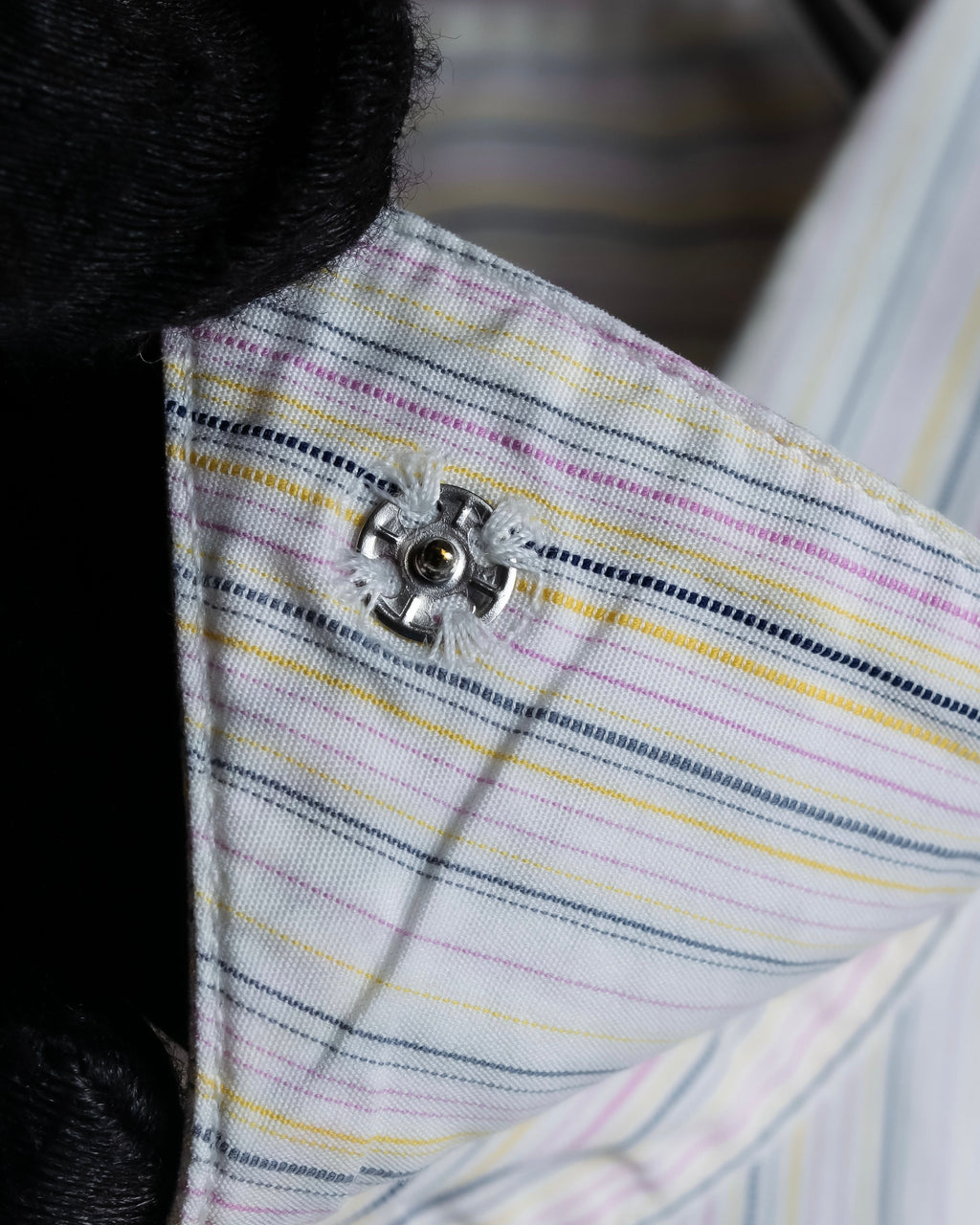 "HERMES" Multi-stripe pattern hand-sewn nuance cotton shirt
