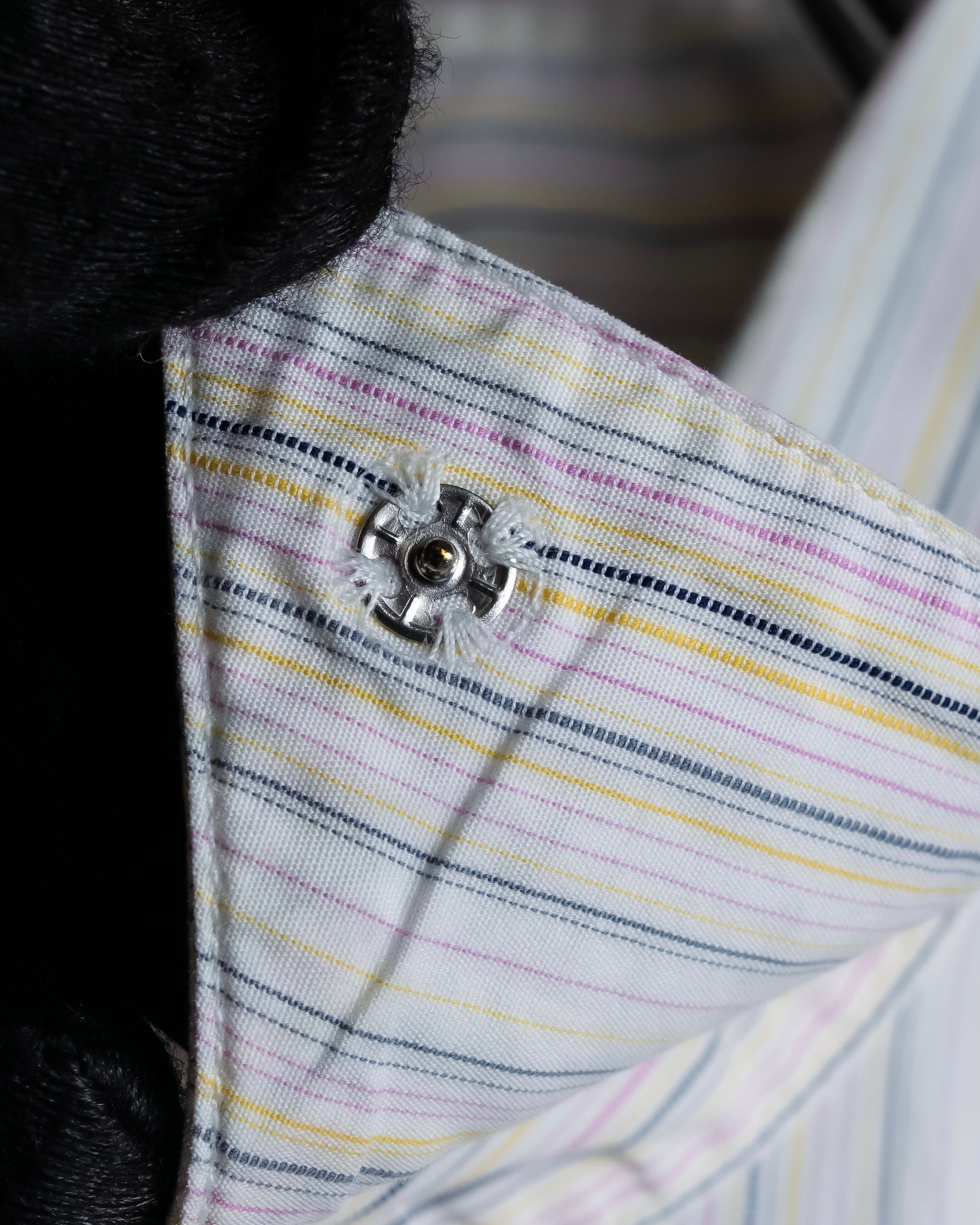 "HERMES" Multi-stripe pattern hand-sewn nuance cotton shirt