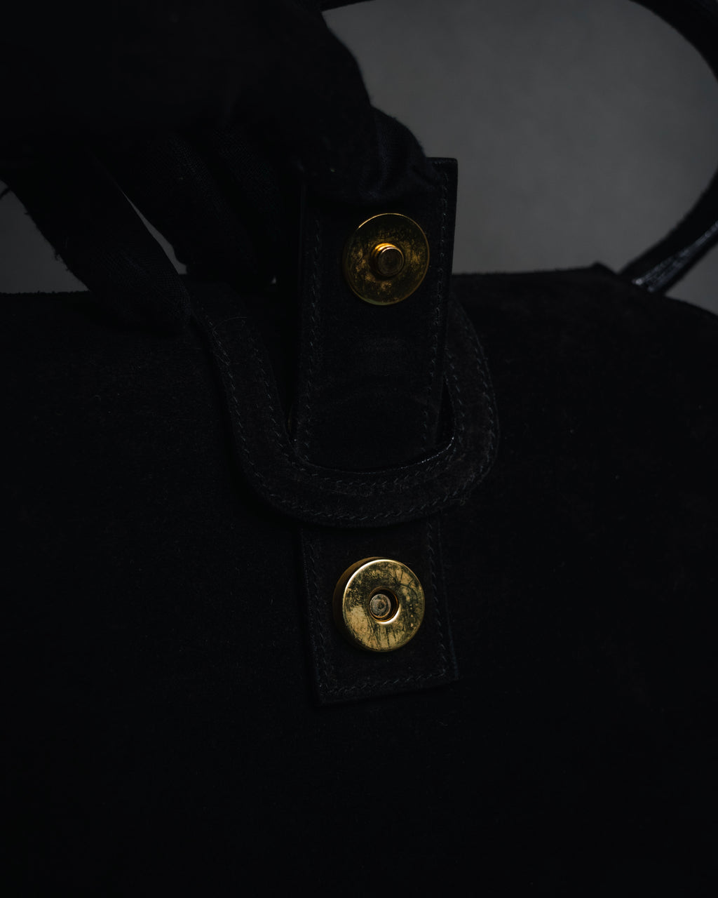 –SPECIAL– "CELINE" 70’s-80’s suede top handle ring closure handbag