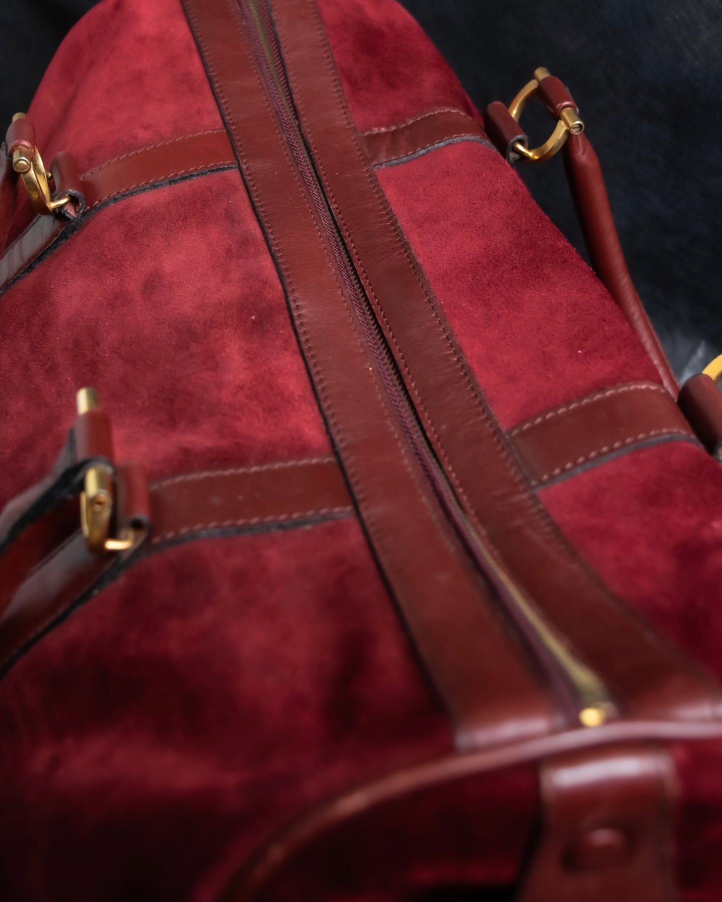 "Cartier" Beautiful red color velour boston bag