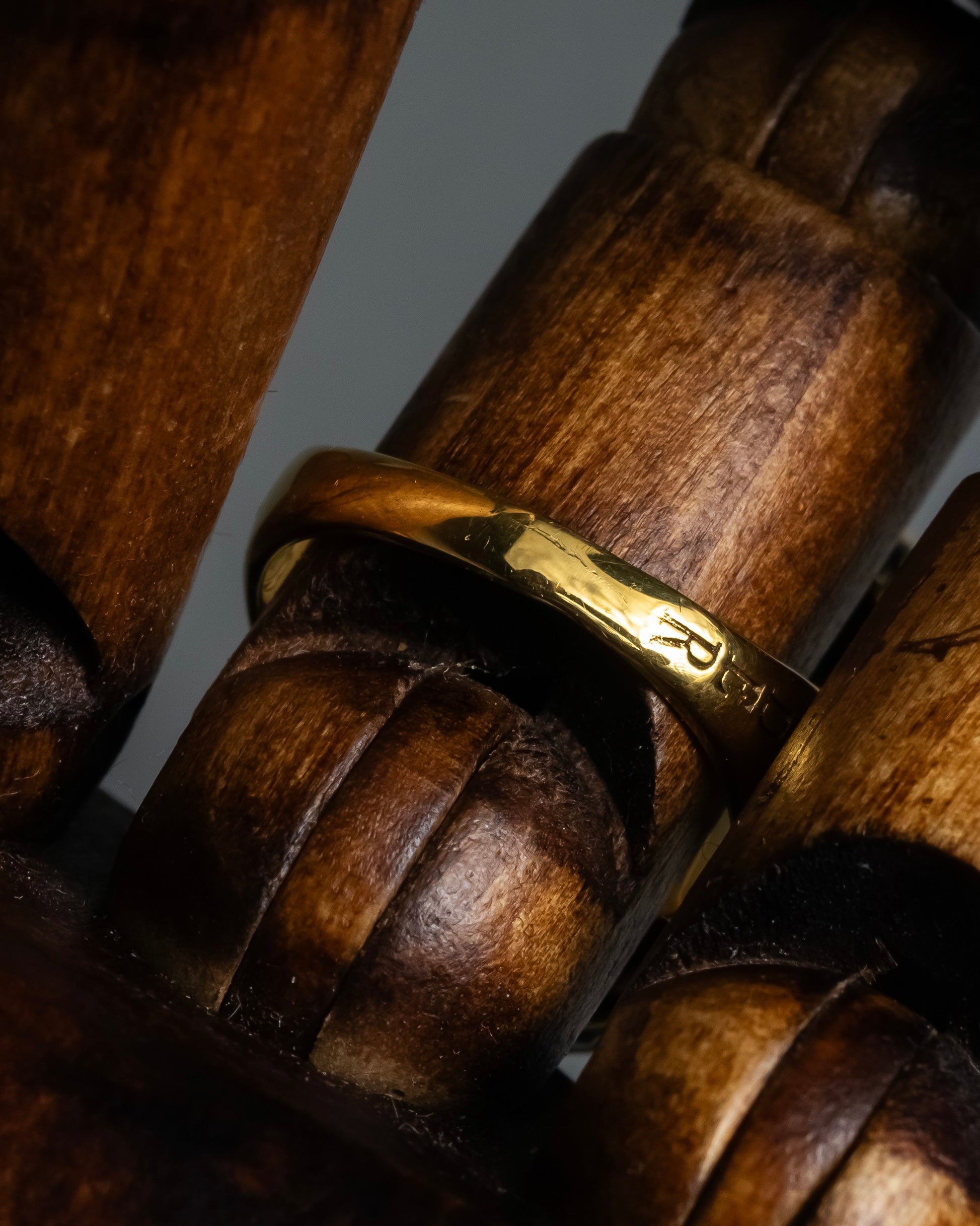 "Alexandar McQueen" Horseshoe motif red stone top ring