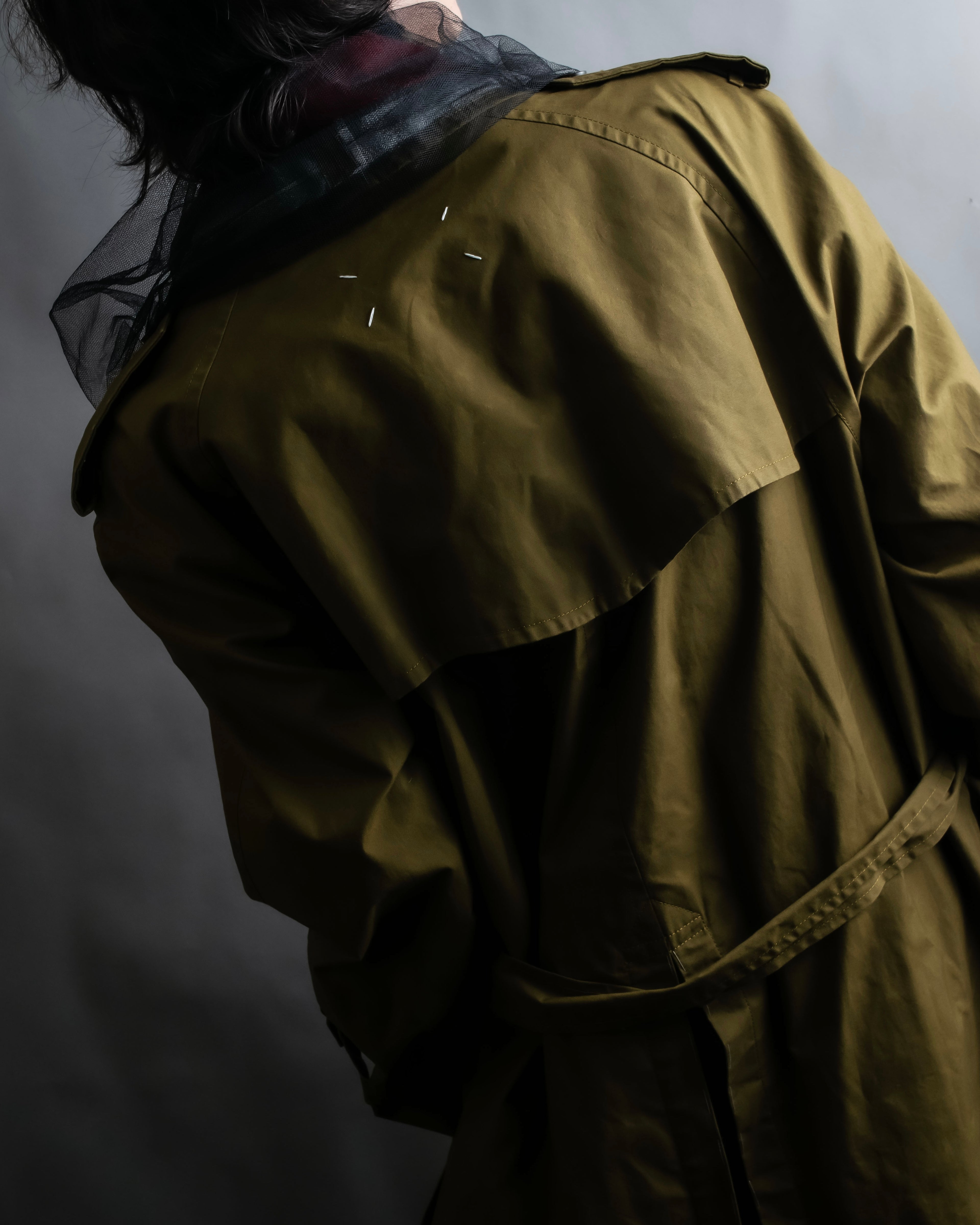 "MAISON MARGIELA" 20AW reconstructed tulle docking trench coat