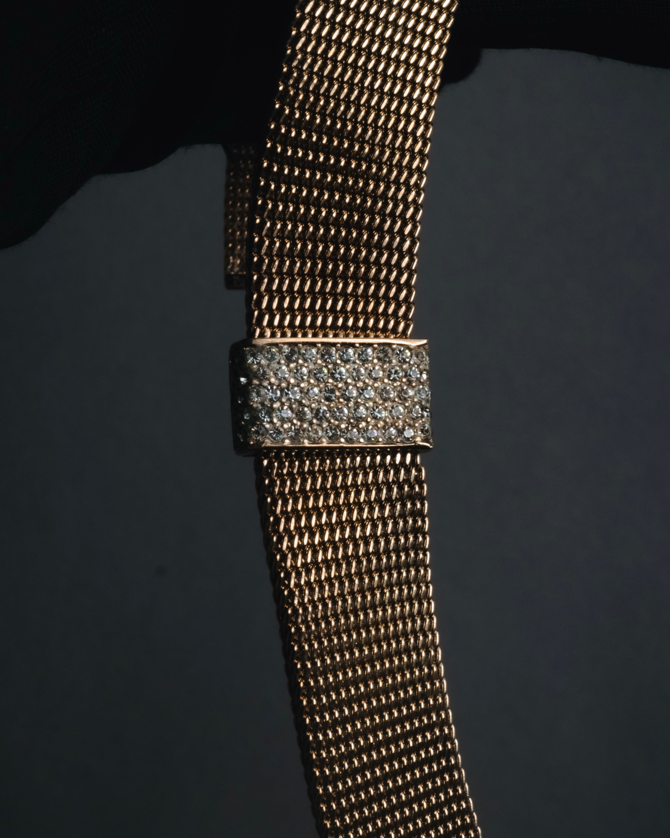 "Christian Dior" 80’s wide mesh pavé bar necklace