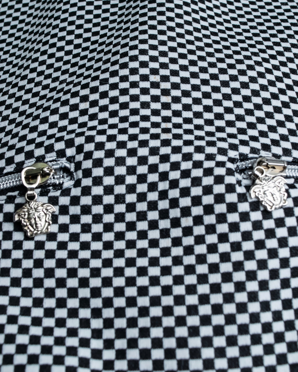 “VERSACE” checkered pattern zip pocket pull over
