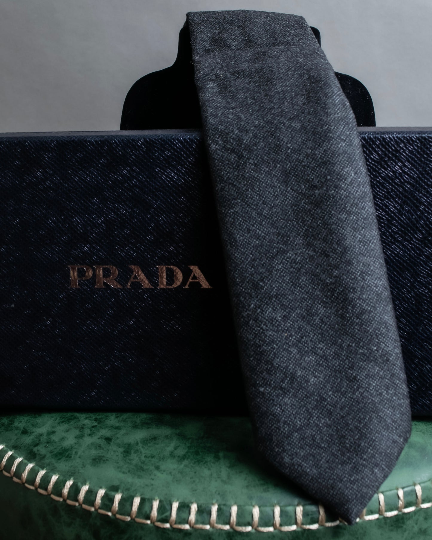 "PRADA" Heather grey wool narrow neck tie