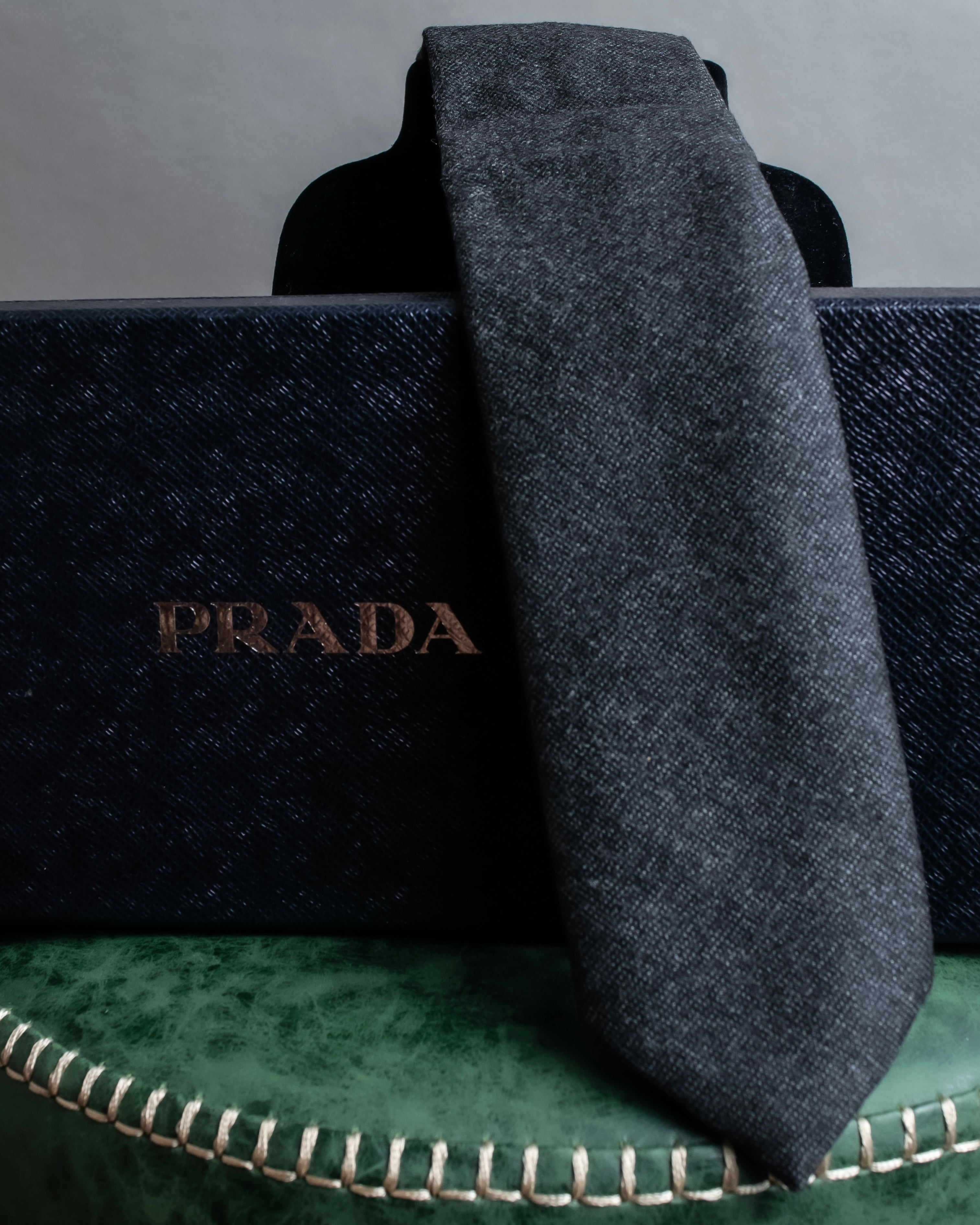 "PRADA" Heather gray wool narrow neck tie