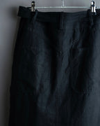 "HERMES" Belted button design linen skirt