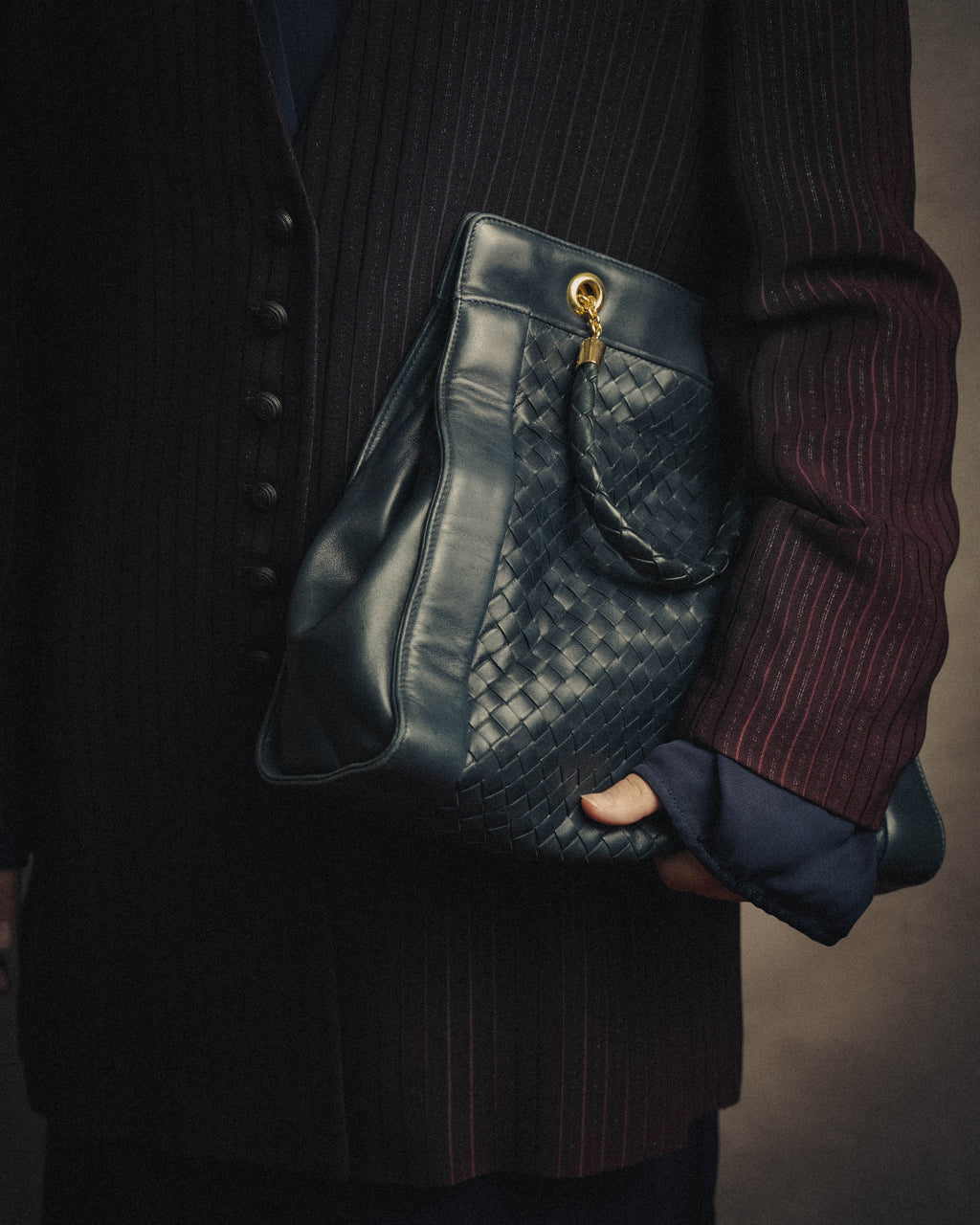 -SPECIAL- “Bottega Veneta” 00’s intrecciato braided handle oversized leather tote bag
