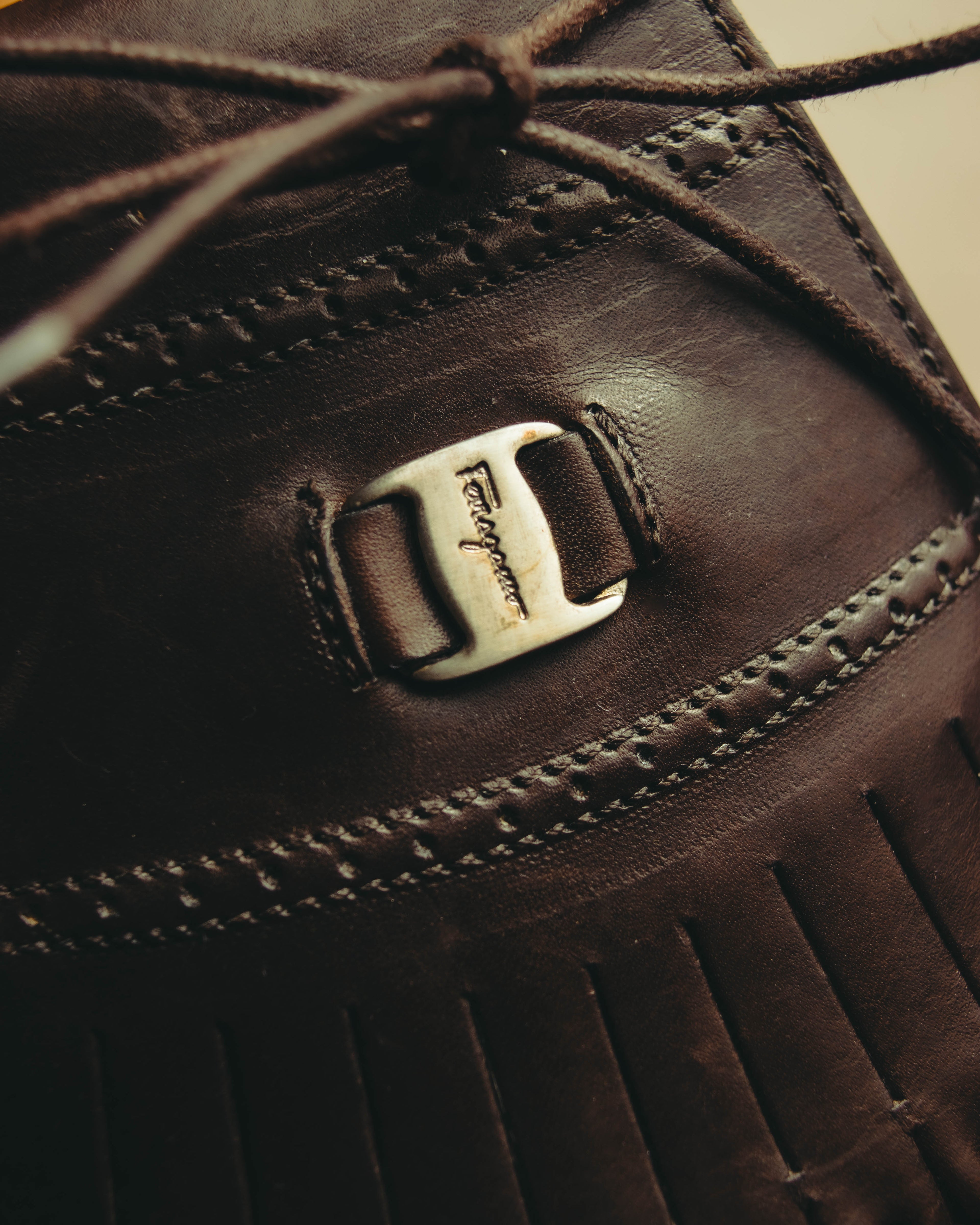 "Salvatore Ferragamo" 90's-00's Kiltie fringe leather derby shoes