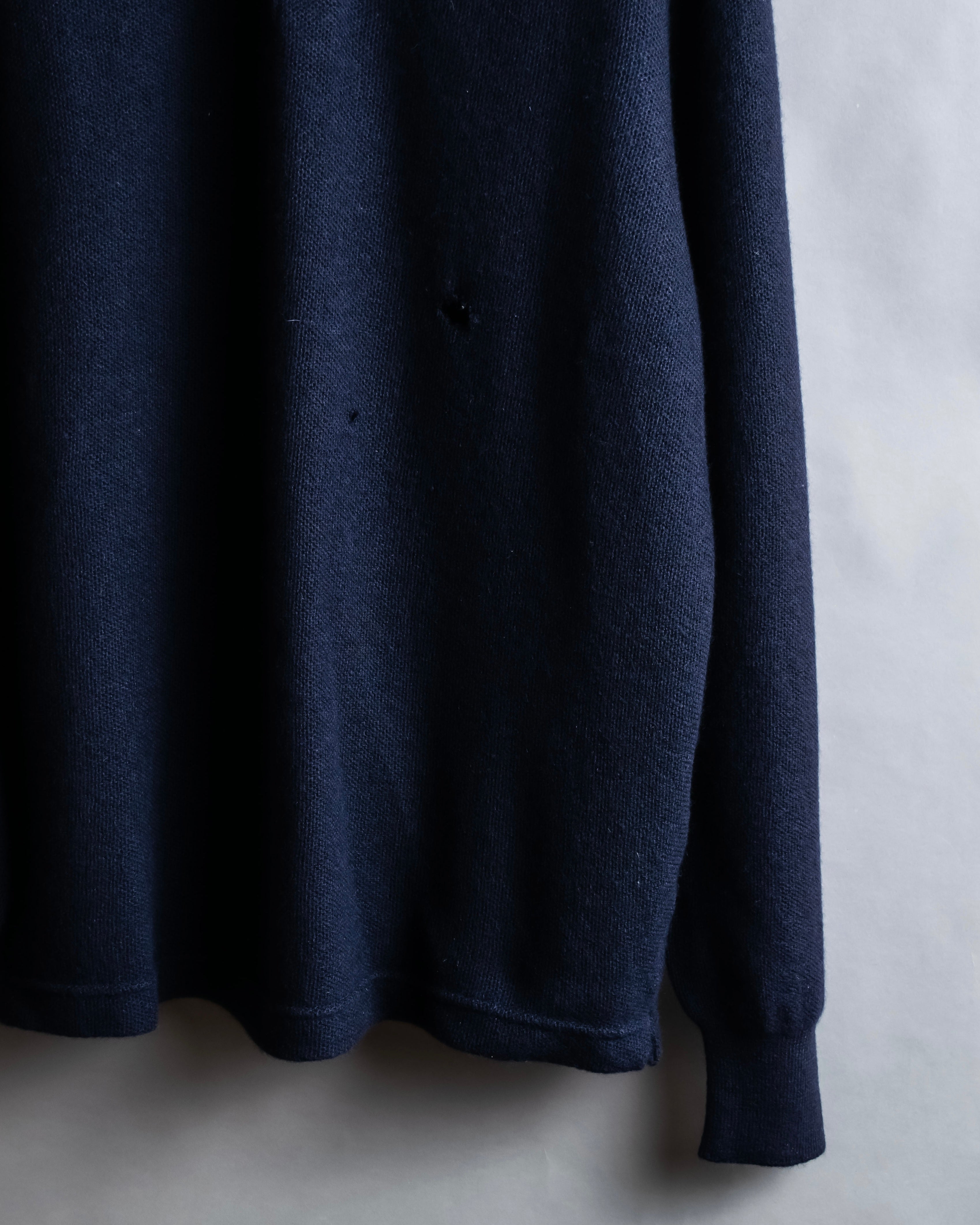 Hermès Camiseta de punto de cachemira azul marino hermosa