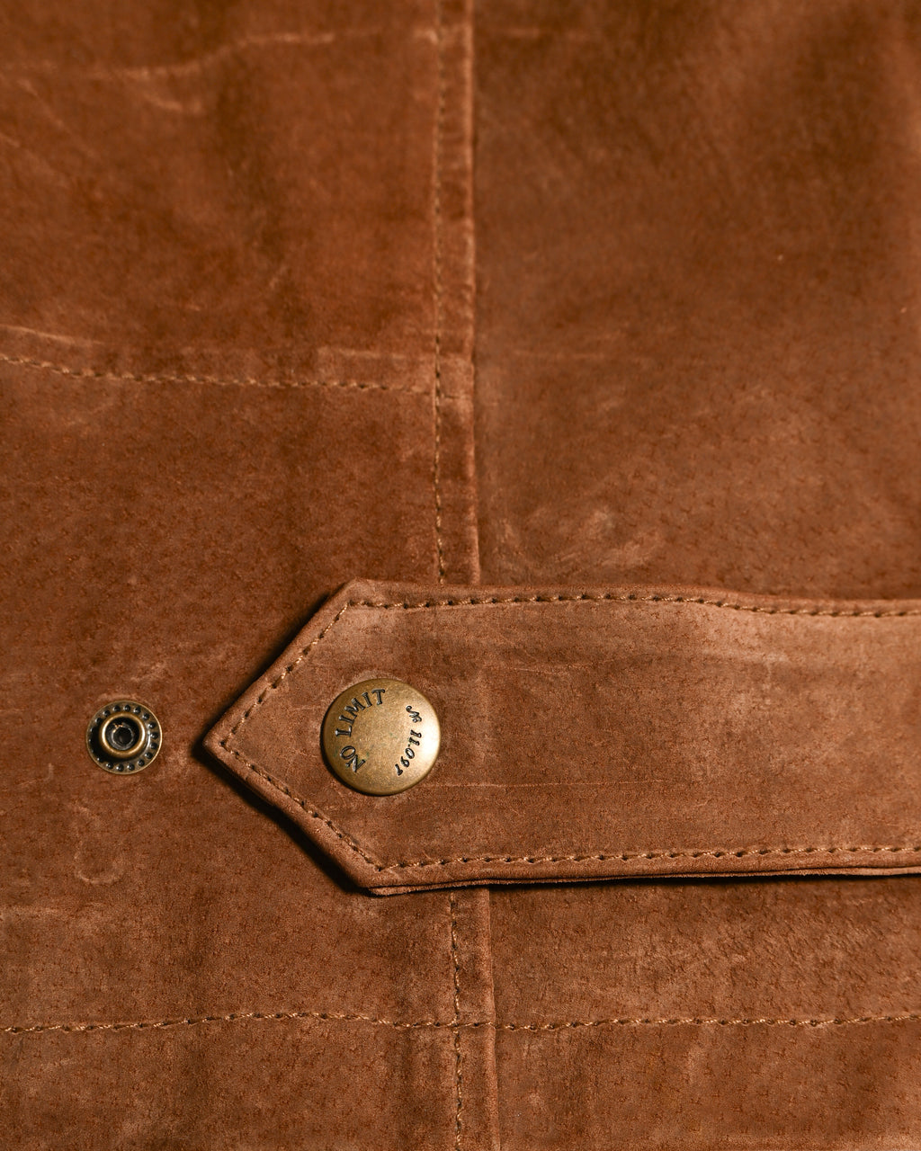VINTAGE / Oversized Contrast Collar Suede Leather Jacket Light Brown