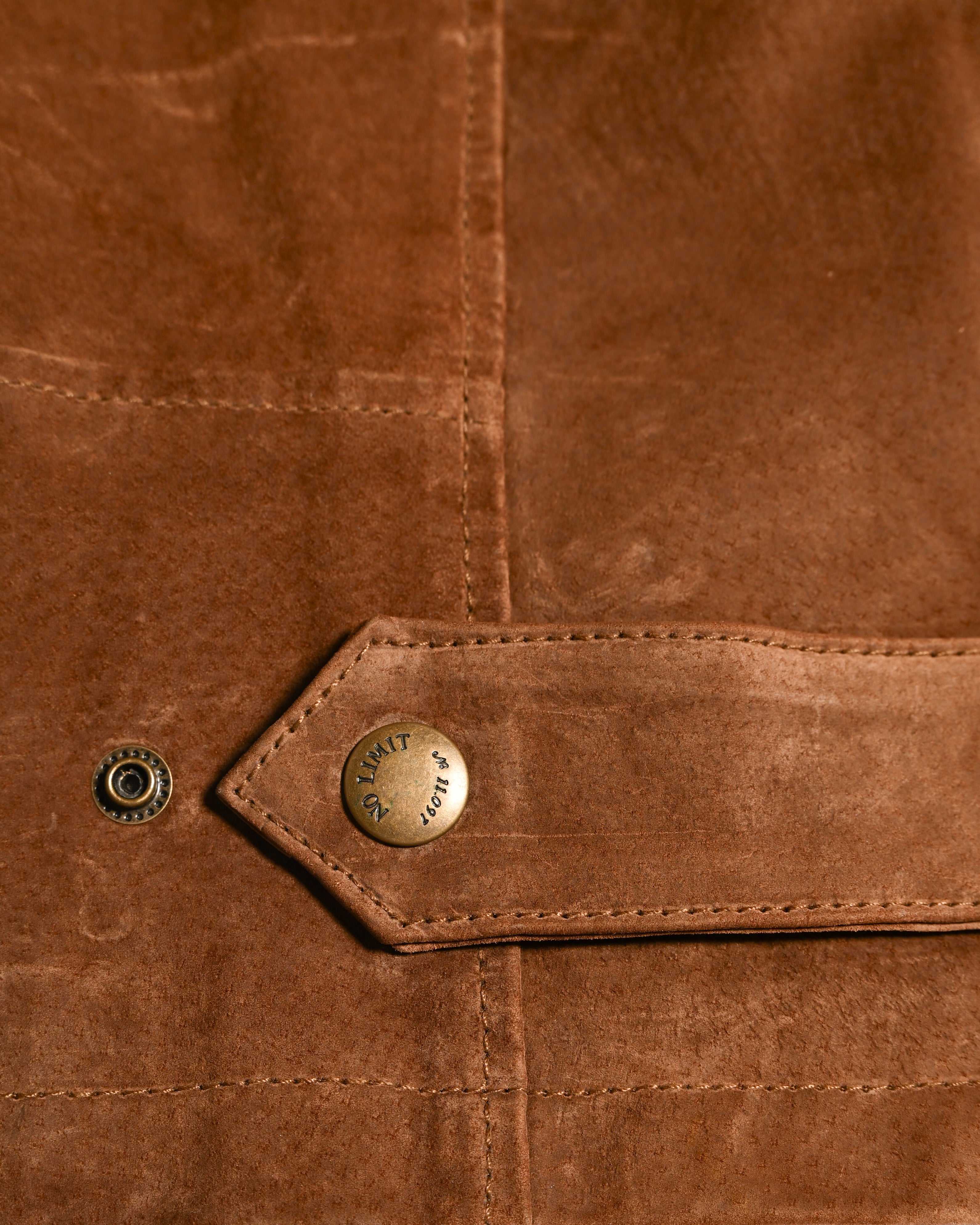 VINTAGE / Oversized Contrast Collar Suede Leather Jacket Light Brown