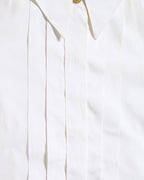 CHANEL/  Front Pleats Designed Fly Front Shirt with Gold CC Button