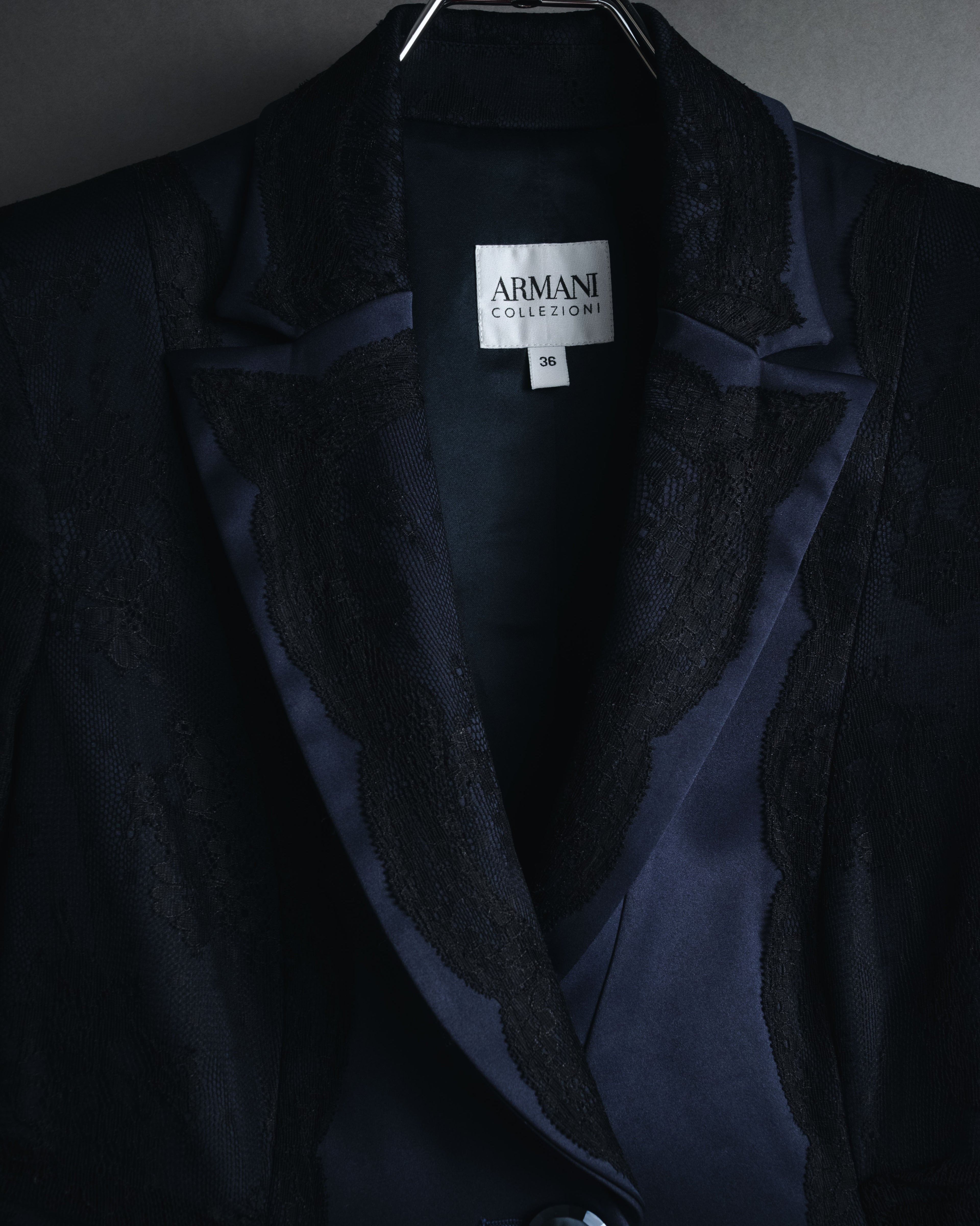 "ARMANI COLLEZIONI" Sheer lace layered tailored jacket