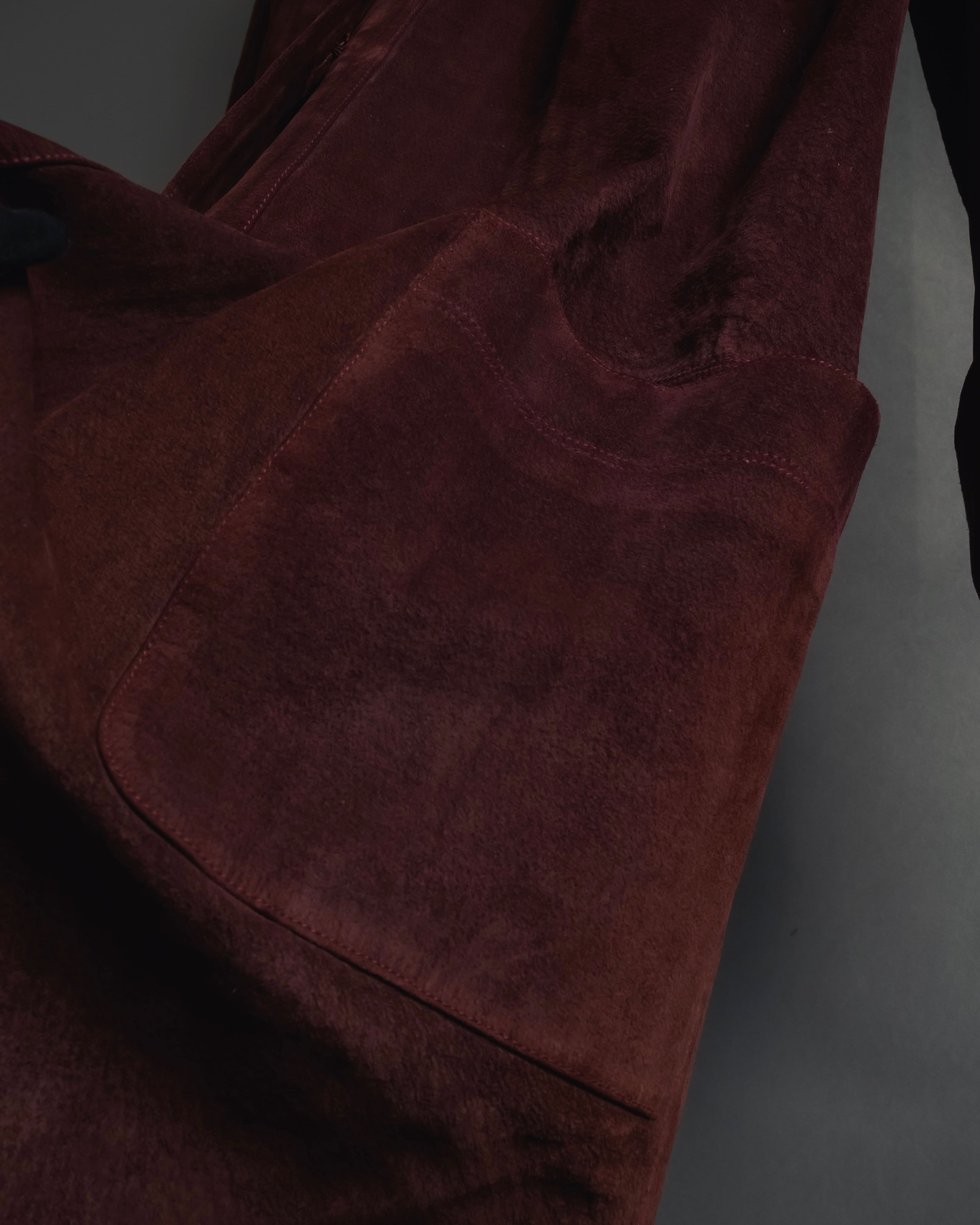 -SPECIAL- "GUCCI" 70’s Suede leather round collar coat