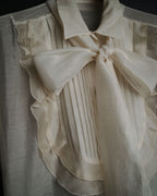 -SPECIAL- “VALENTINO ROMA” 2000’s sheer bow tie ruffled blouse