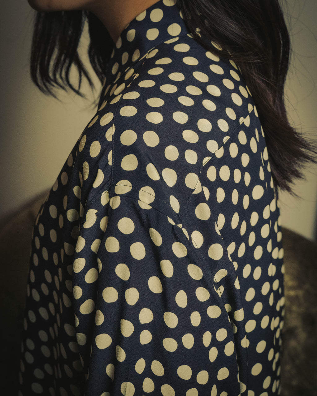 -SPECIAL- "Saint Laurent" 2019-2020 Polka dot silk long sleeve shirt