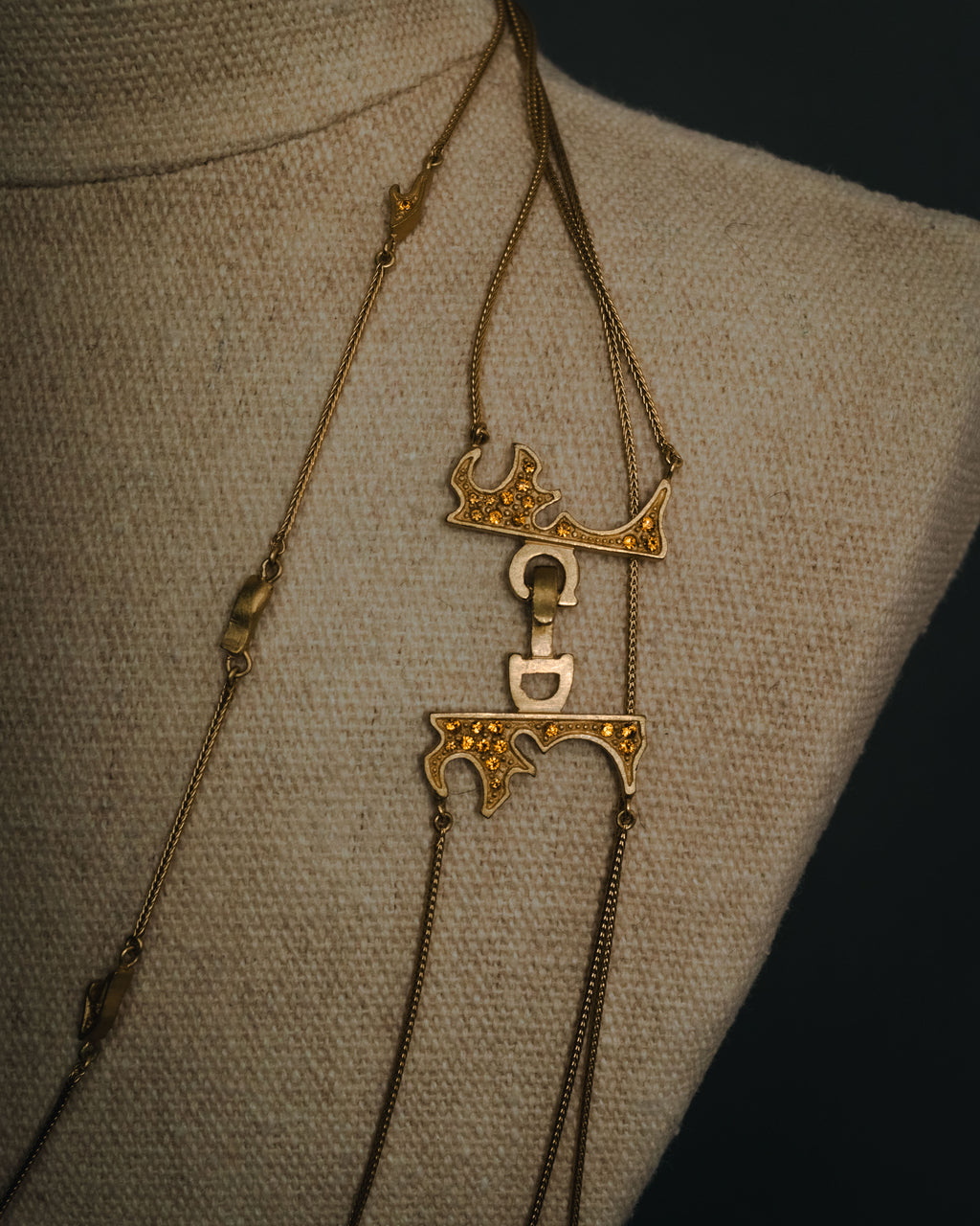 –SPECIAL– "Christian Dior" 2001-05’s Flaming D long station necklace