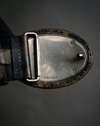 “PRADA” 2010’s Saffiano camouflage relief logo buckle
leather belt