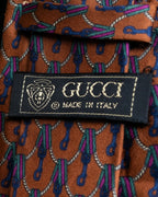 "GUCCI" Horsebit &amp; GG pattern silk neck tie