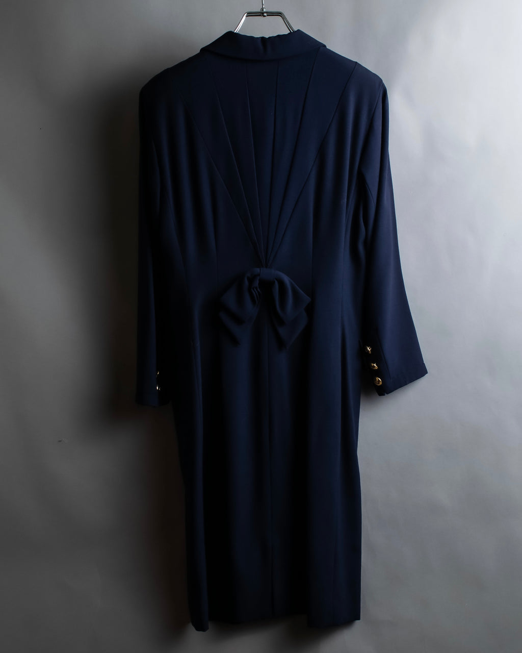 "BALENCIAGA" Gold button design navy color dress