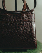 “Salvatore Ferragamo” 00’s-10’s Crocodile embossed vara bow 2way handbag
