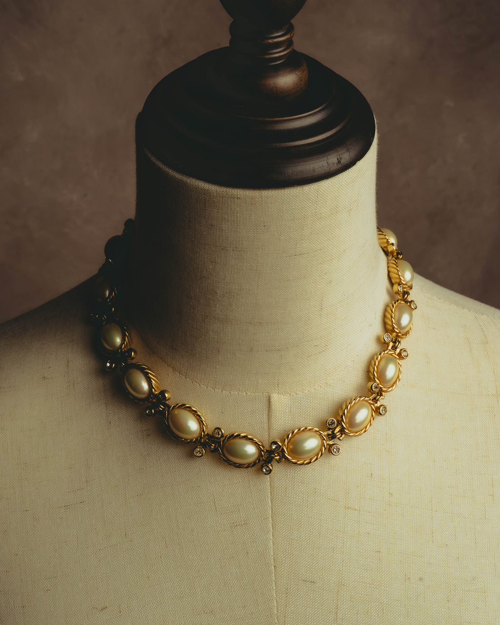 -SPECIAL- “Christian Dior” 70’s-80’s Faux pearl crystal statement necklace