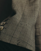 "Pierre Balmain" 80's-90's Windowpane check wool blazer