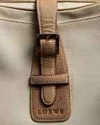 “LOEWE” Leather belted design bicolor handbag