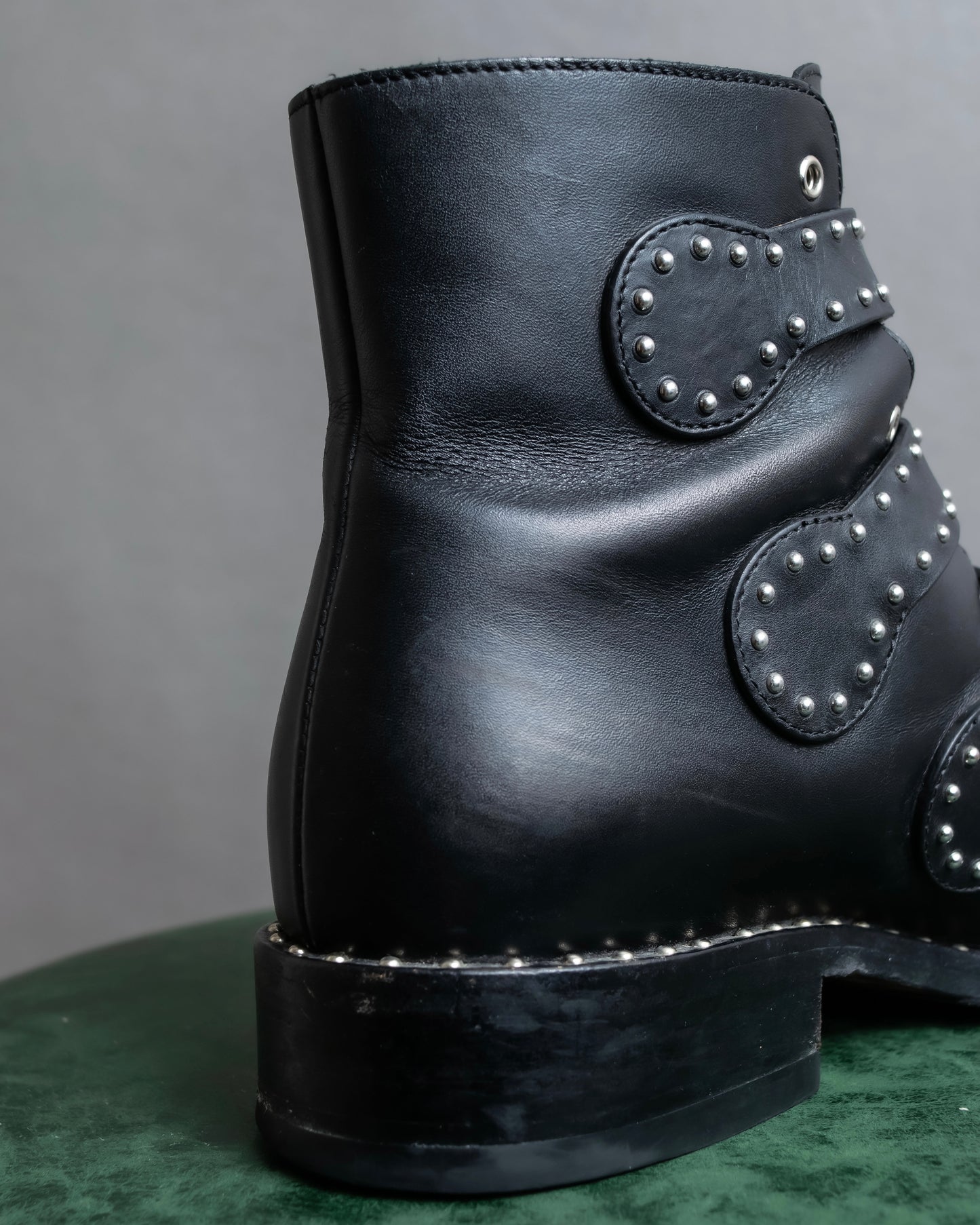 "GIVENCHY" Belt and stud design leather boots