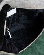 "Christian Dior" Malice Pearl Series greige color canvas shoulder bag