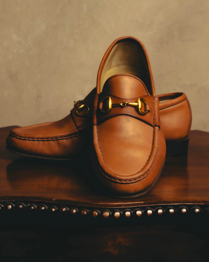 "GUCCI" 80's-90's Classic horsebit leather loafers