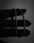 "HERMES" 10’s-20’s Tresse leather H clasp bracelet